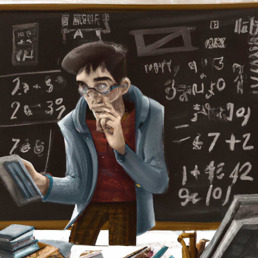 mathmetician working out the solution to a complicated problem, digital art